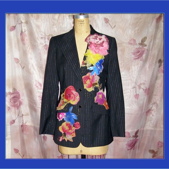 RARE size 46 Dolce & Gabbana Blazer with Floral Applique - Picture 1 of 16